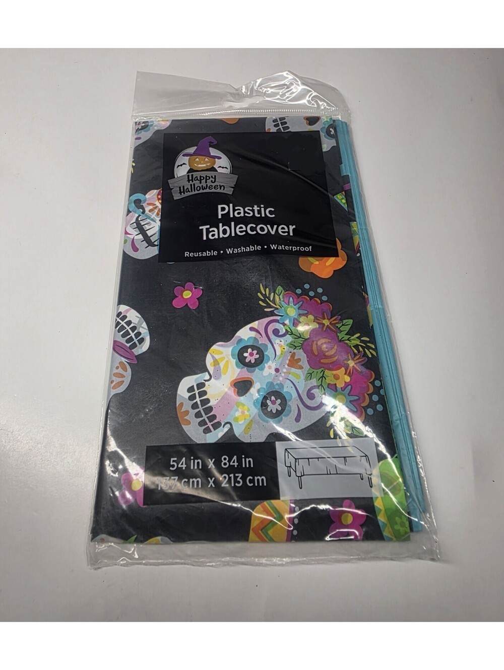 Halloween Day Of The Dead Table Cover - Reusable/Washable/Waterproof 54”x 84”